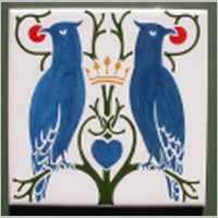 Tile, replica hand painted CFA Voysey design tile by Christopher Vickers.jpg